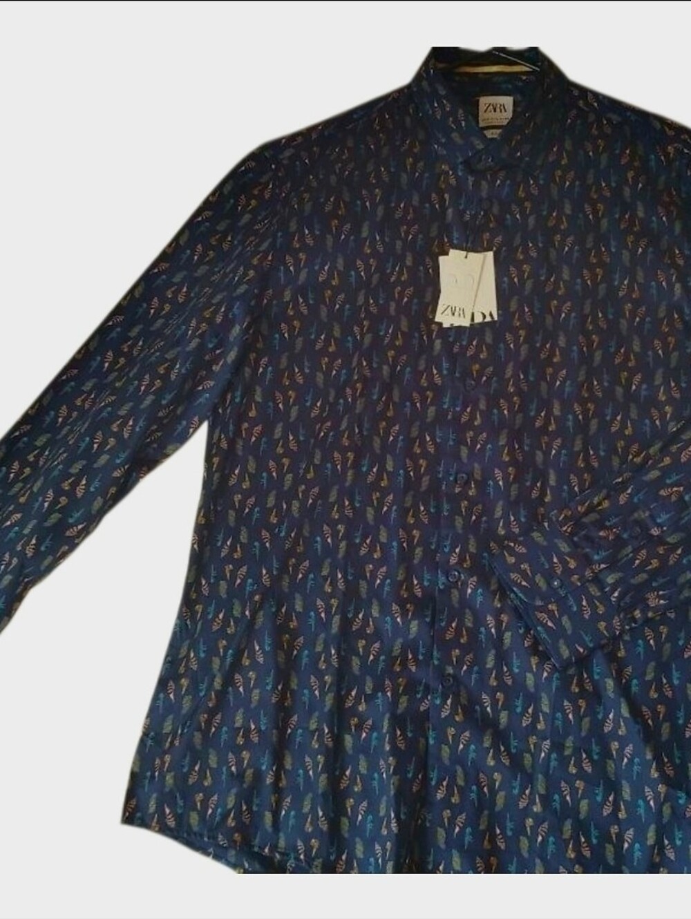 NWT Zara Fish Print Button-Up Shirt Size XL